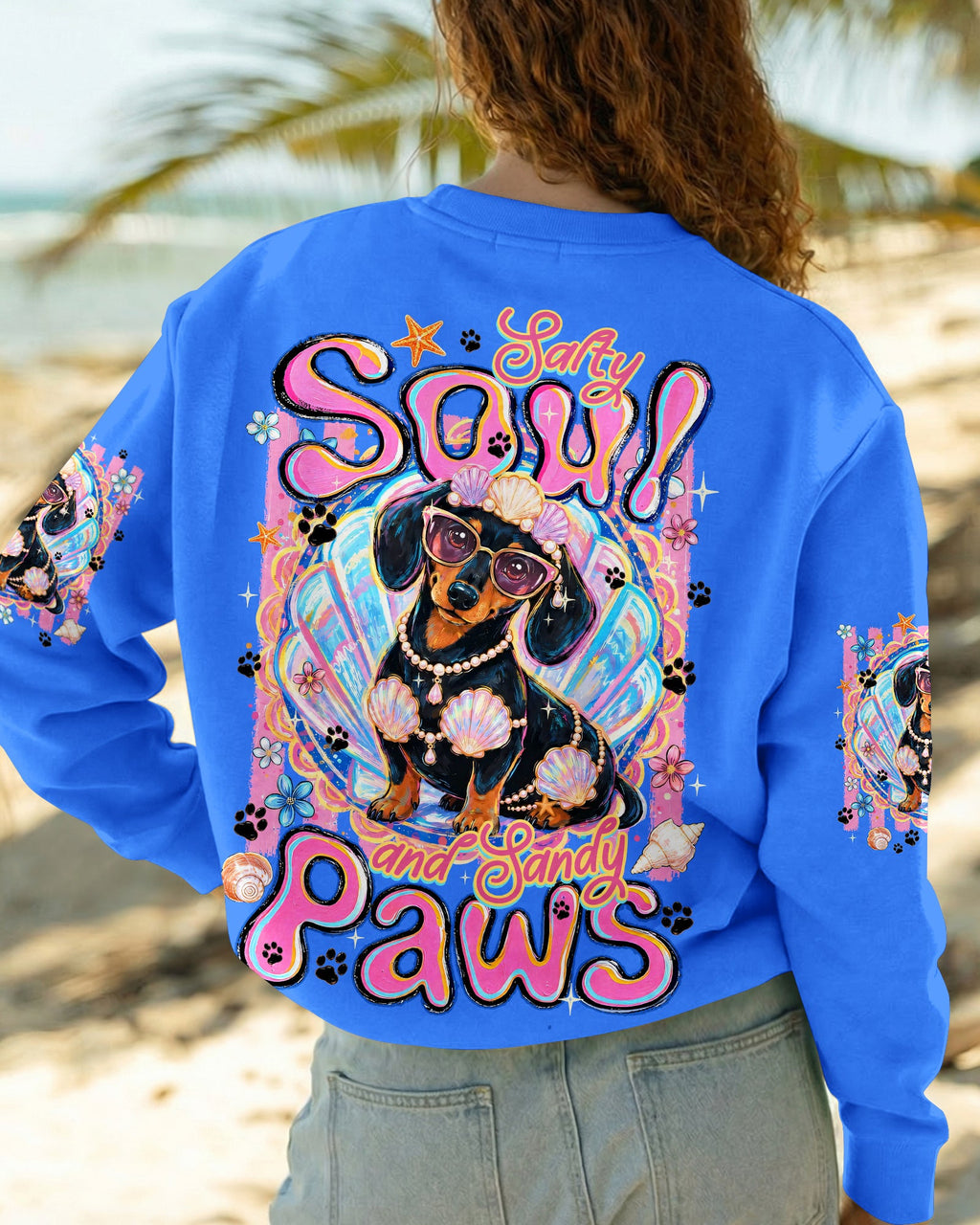 SALTY SOUL AND SANDY PAWS DACHSHUND DOG ALL OVER PRINT - TYQY0506263