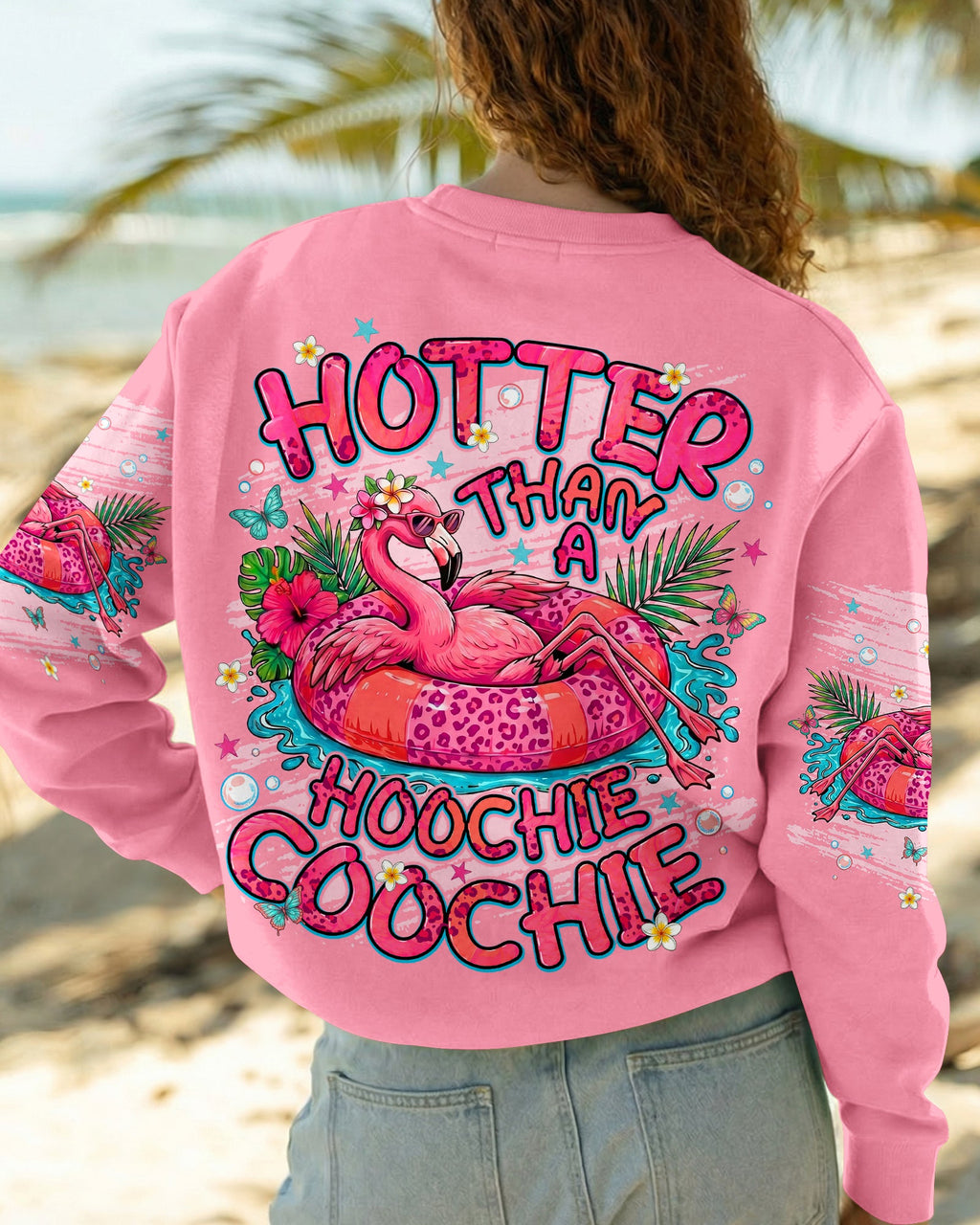 HOTTER THAN A HOOCHIE COOCHIE FLAMINGO ALL OVER PRINT  - TLNT0705264