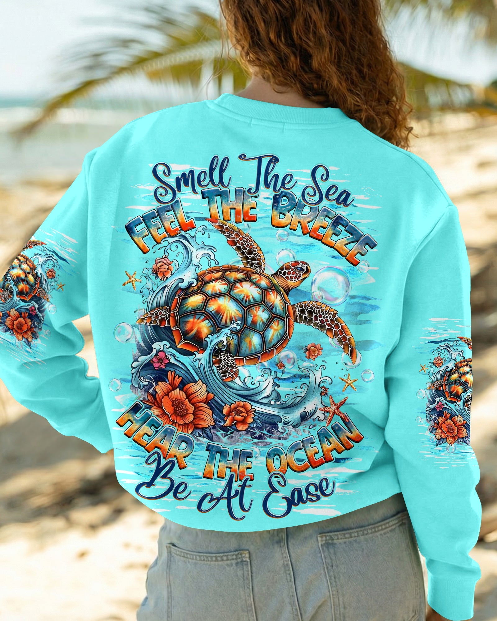 SMELL THE SEA FEEL THE BREEZE TURTLE  ALL OVER PRINT   - TLHG0406263