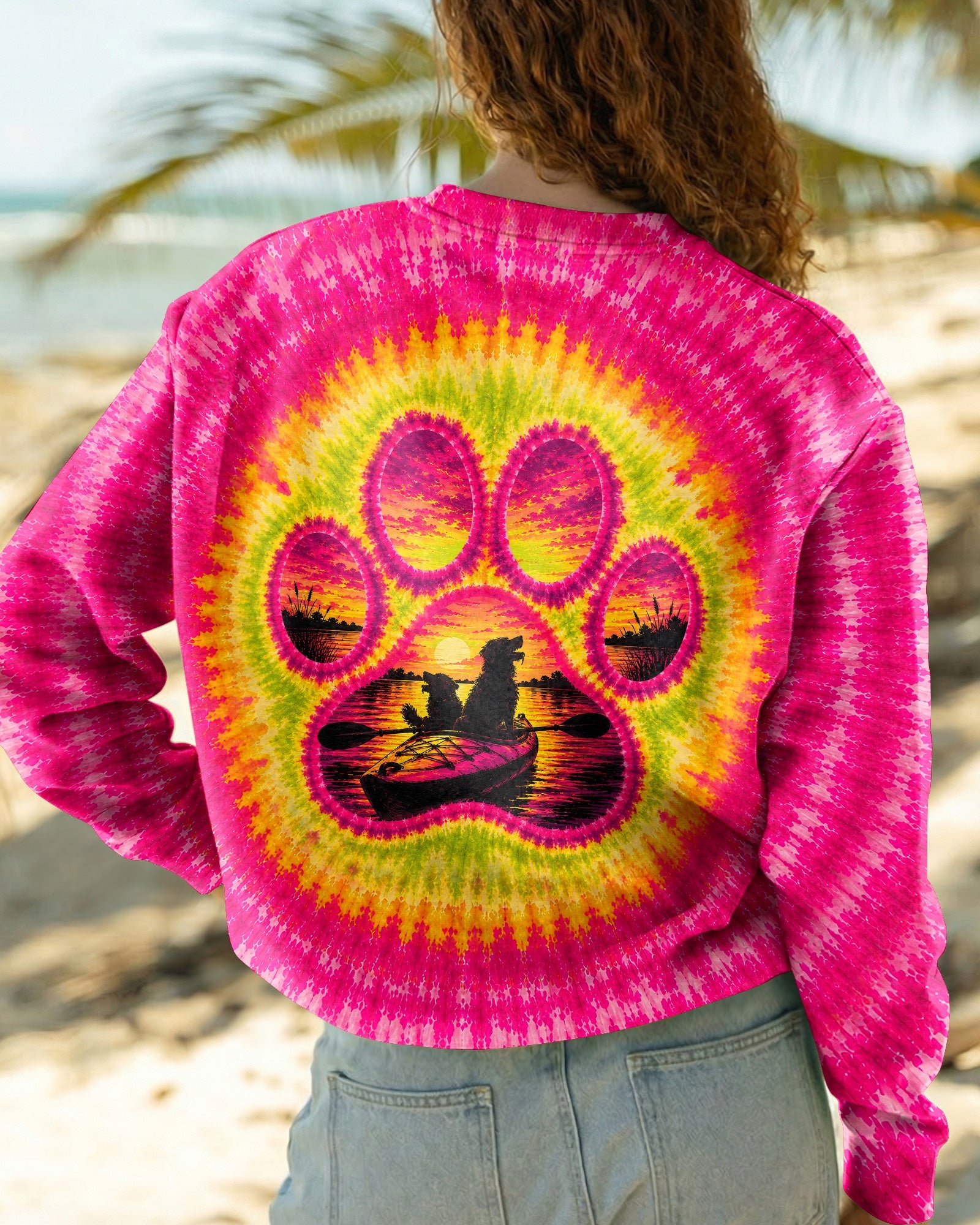PAW PRINT KAYAK DOG SUNSET ALL OVER PRINT - TLNT0207265