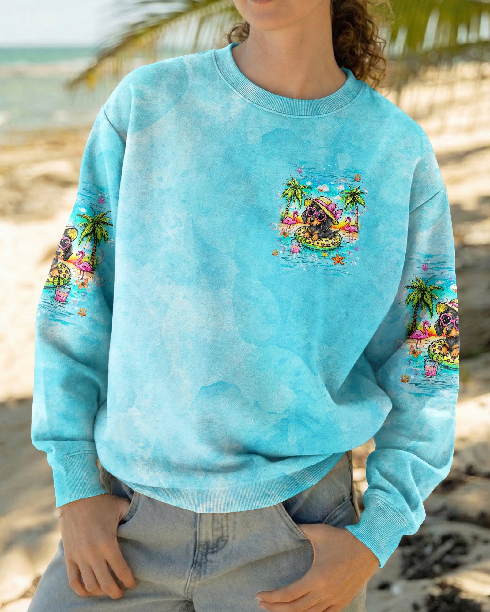 FLOAT DRINK TAN REPEAT DACHSHUND DOG ALL OVER PRINT -  TLHG2205263