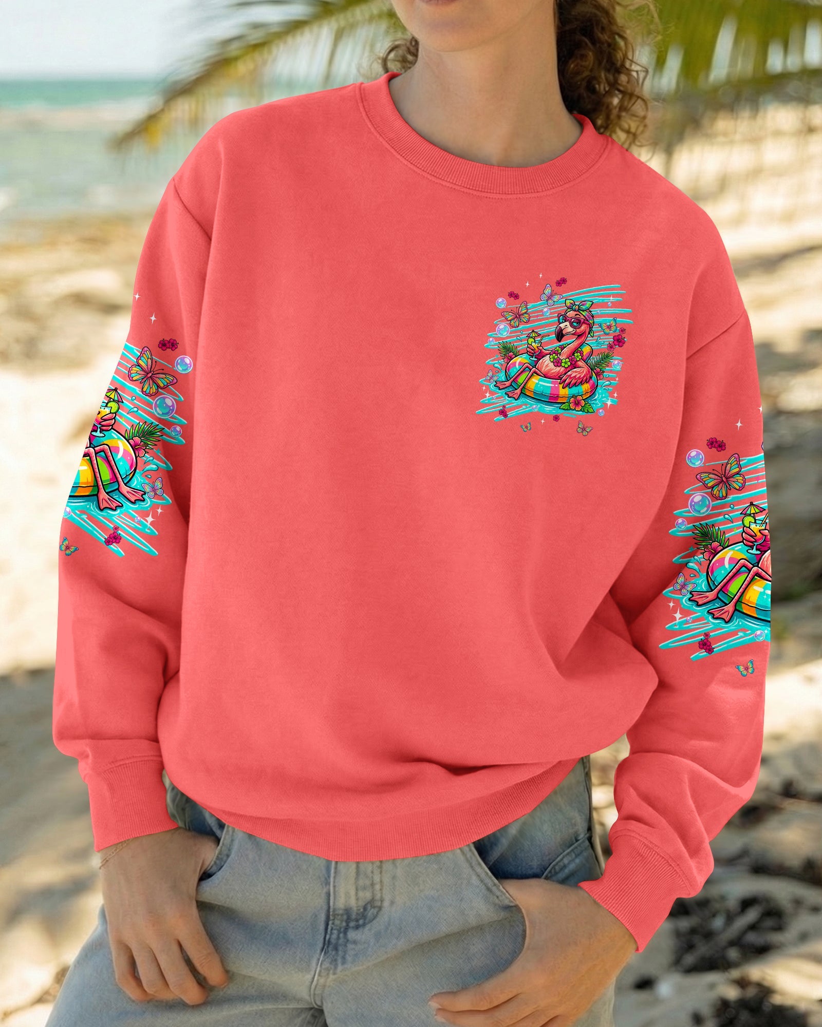 GO WITH THE FLOW FLAMINGO ALL OVER PRINT  - TLNT1806263