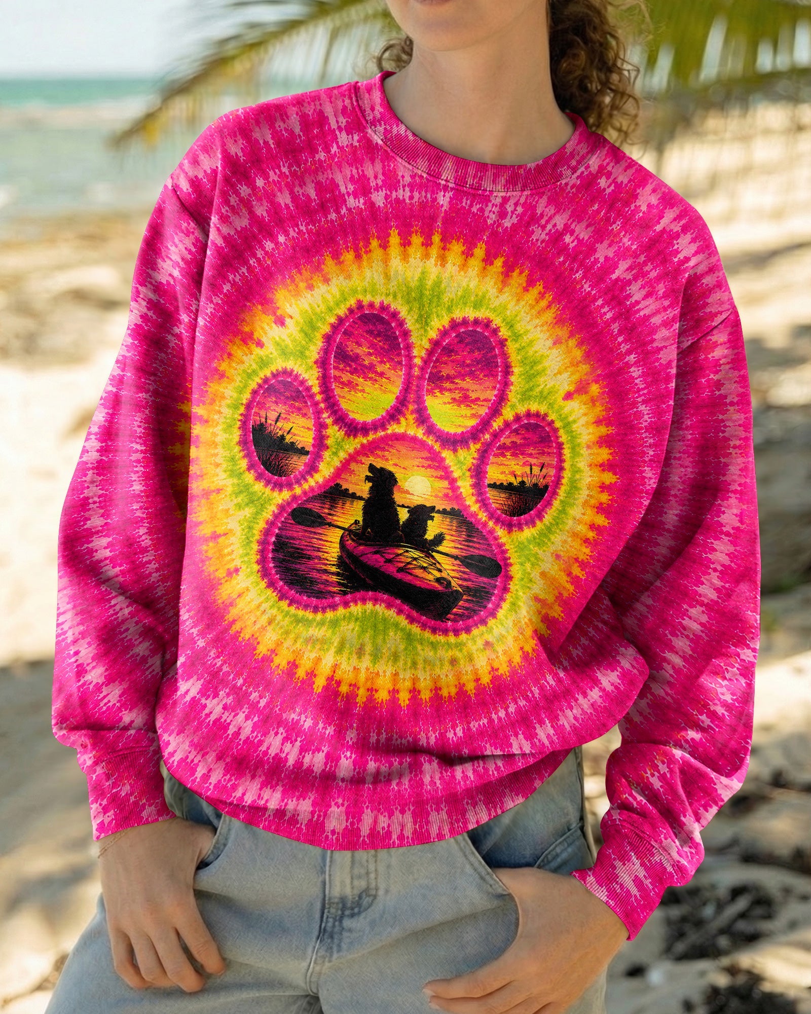 PAW PRINT KAYAK DOG SUNSET ALL OVER PRINT - TLNT0207265