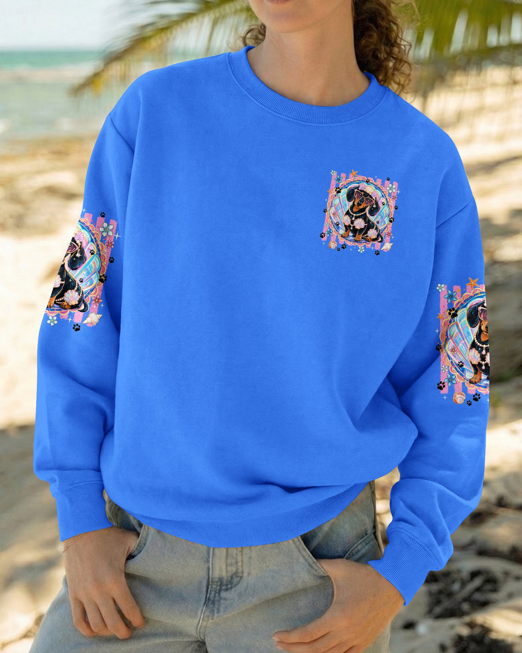 SALTY SOUL AND SANDY PAWS DACHSHUND DOG ALL OVER PRINT - TYQY0506263