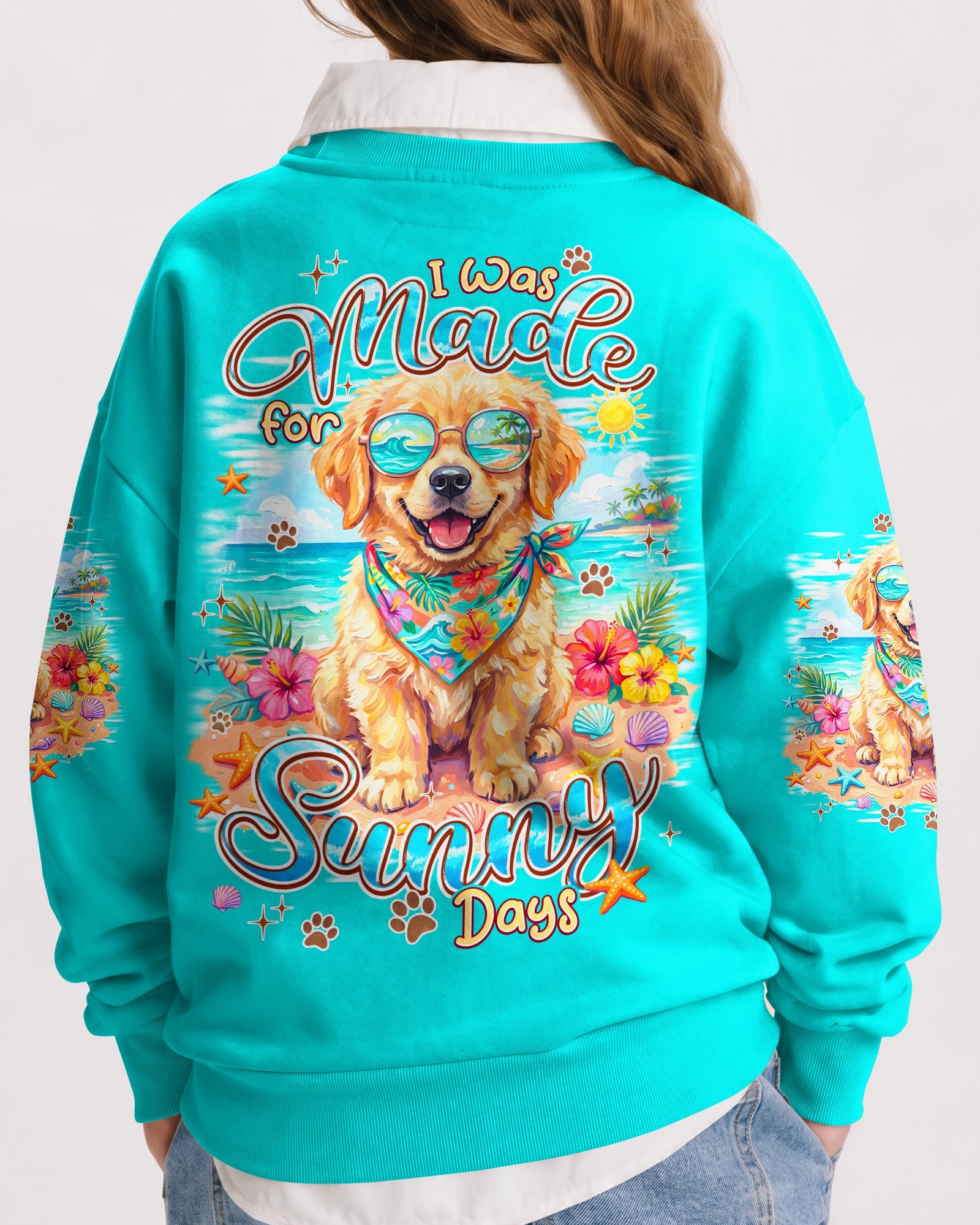 I WAS MADE FOR SUNNY DAYS GOLDEN RETRIEVER DOG KIDS ALL OVER PRINT - TYPQ0406263