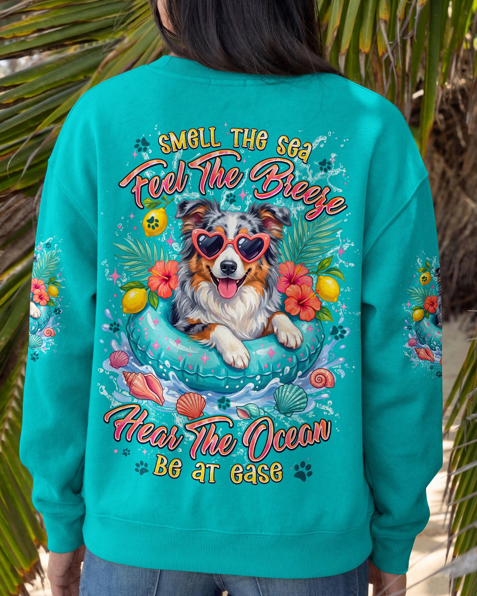 SMELL THE SEA FEEL THE BREEZE AUSTRALIAN SHEPHERD DOG ALL OVER PRINT - TYPQ0106261