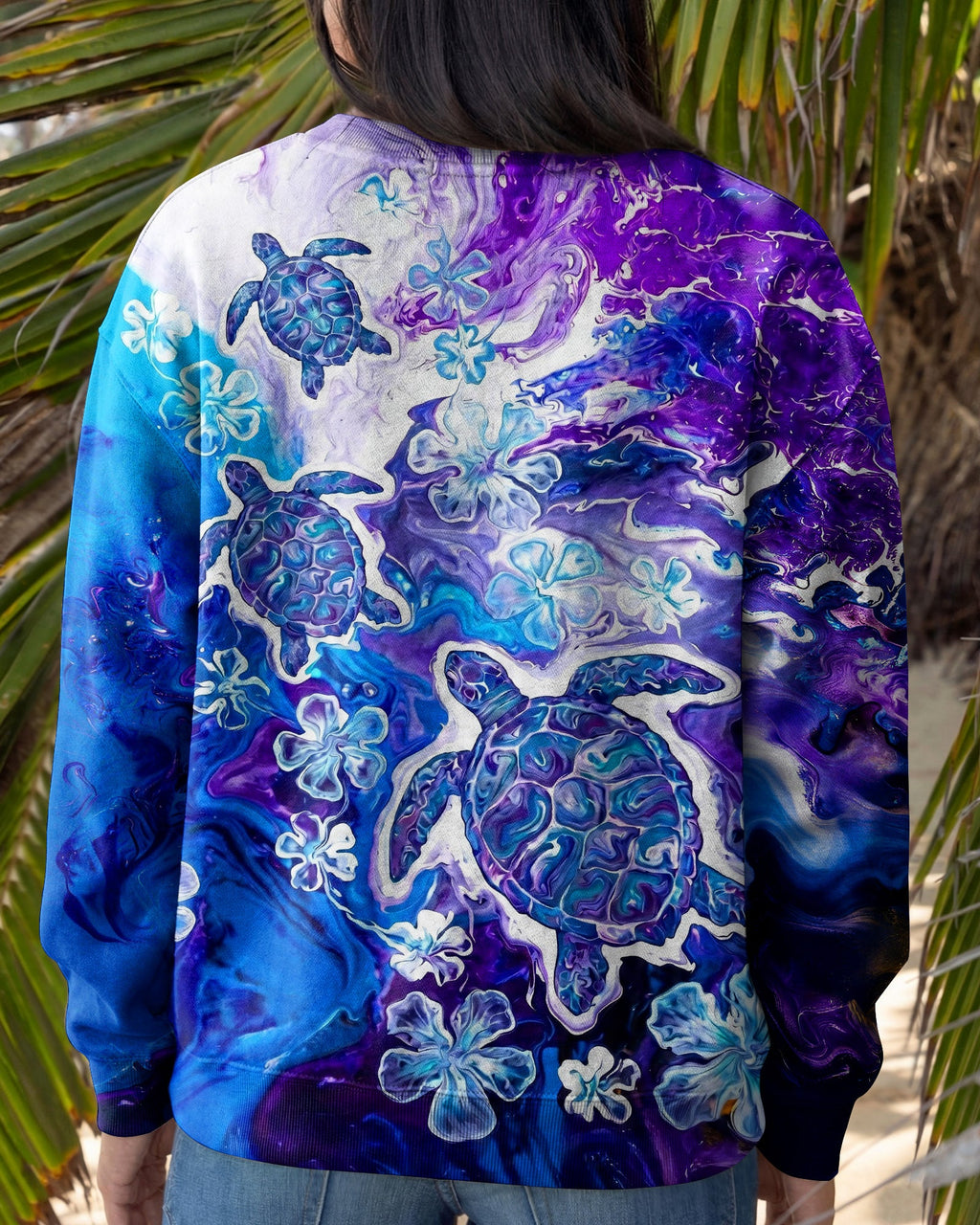 BLUE PURPLE OCEAN TURTLES ALL OVER PRINT - TYLN1806261