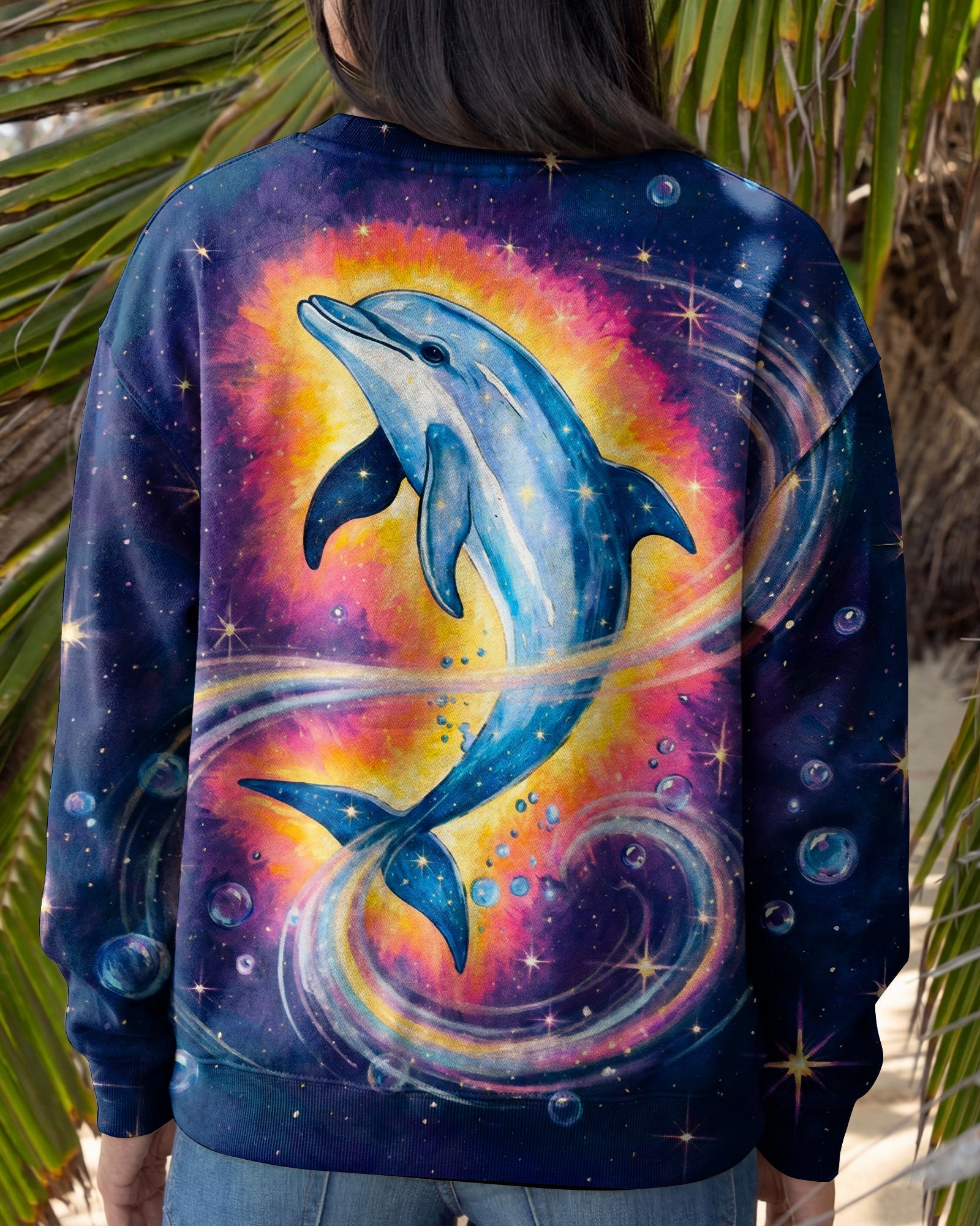 COSMIC MOON DOLPHIN GALAXY ALL OVER PRINT - RI1105263