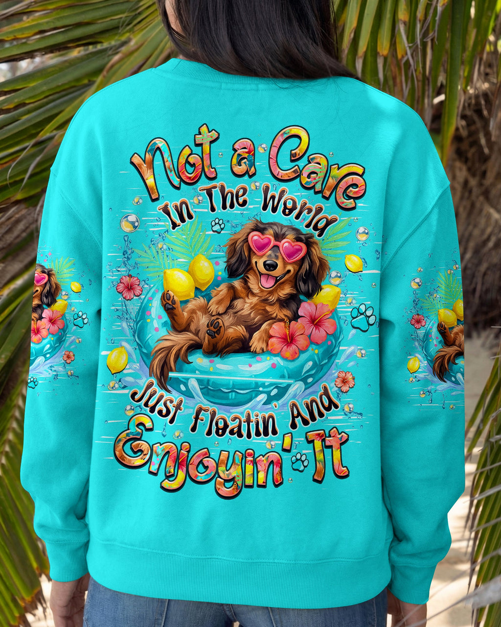 NOT A CARE IN THE WORLD DACHSHUND DOG  ALL OVER PRINT  - TLHN2105261