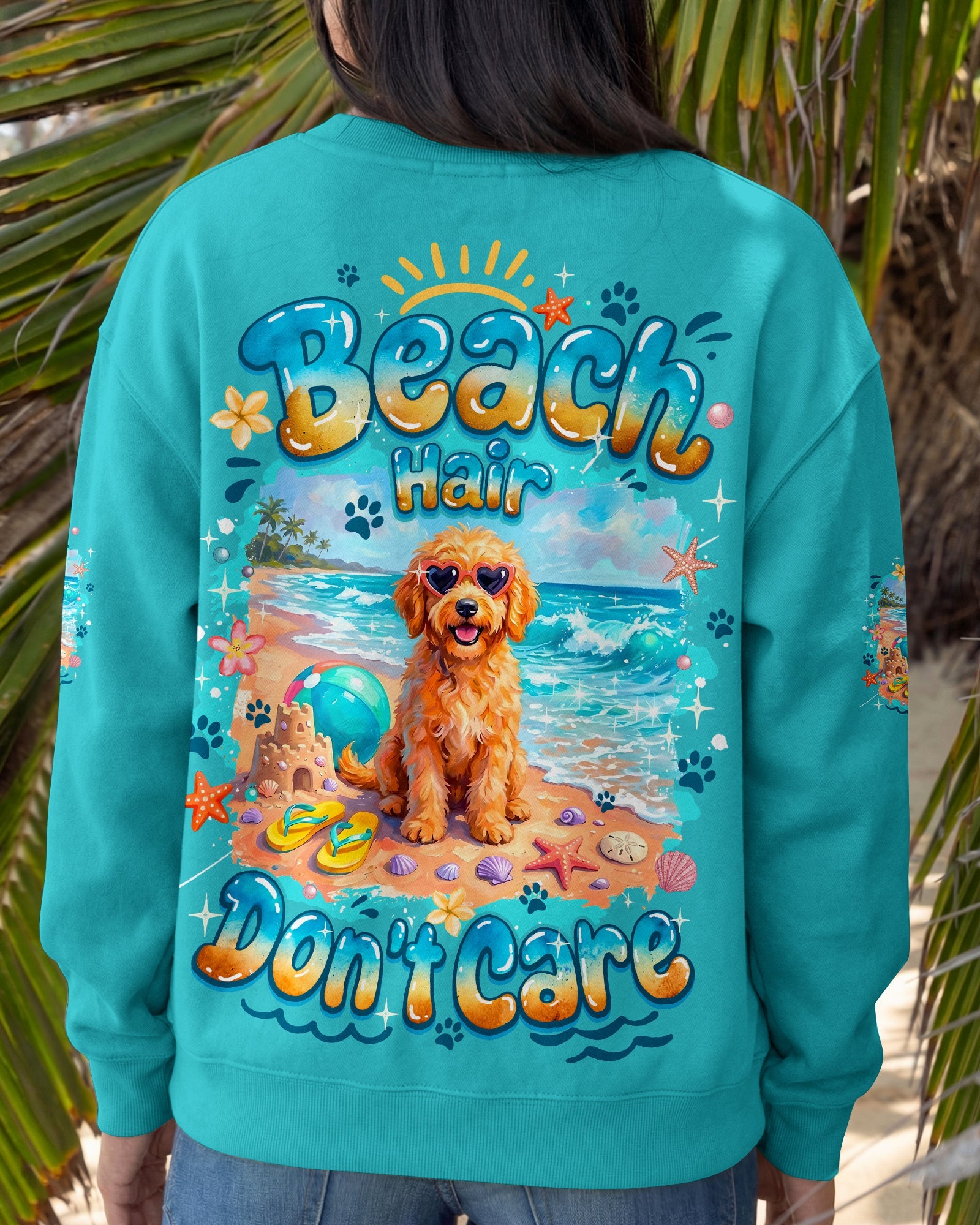 BEACH HAIR DON'T CARE GOLDEN DOODLE DOG ALL OVER PRINT - TYQY2005263