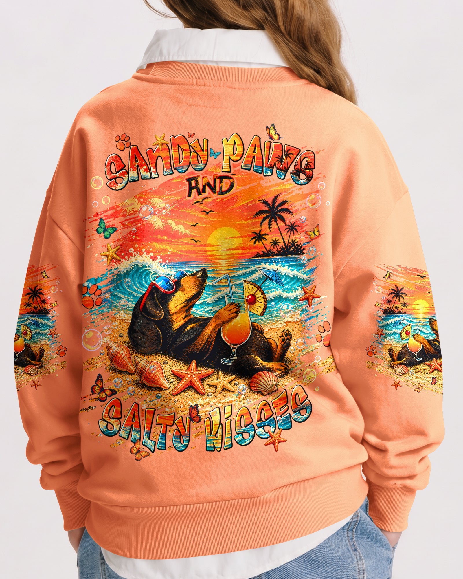 SANDY PAWS AND SALTY KISSES DACHSHUND DOG KIDS ALL OVER PRINT - TLNT2205264