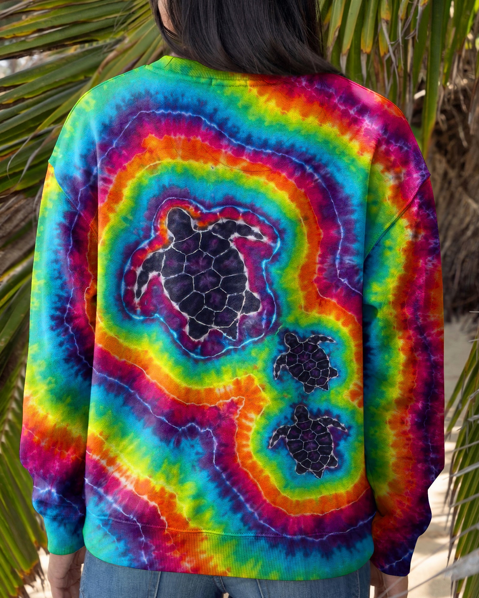 THREE SEA TURTLES COLORFUL SWIRL  ALL OVER PRINT  - TLTW1906263