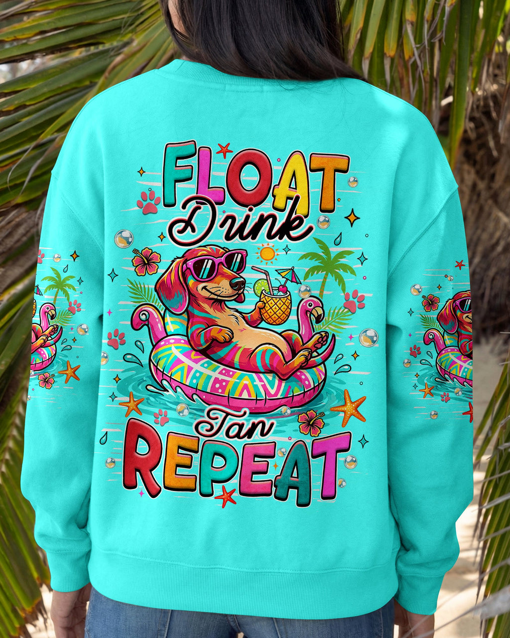 FLOAT DRINK TAN REPEAT DACHSHUND DOG ALL OVER PRINT  - TLHN1806263