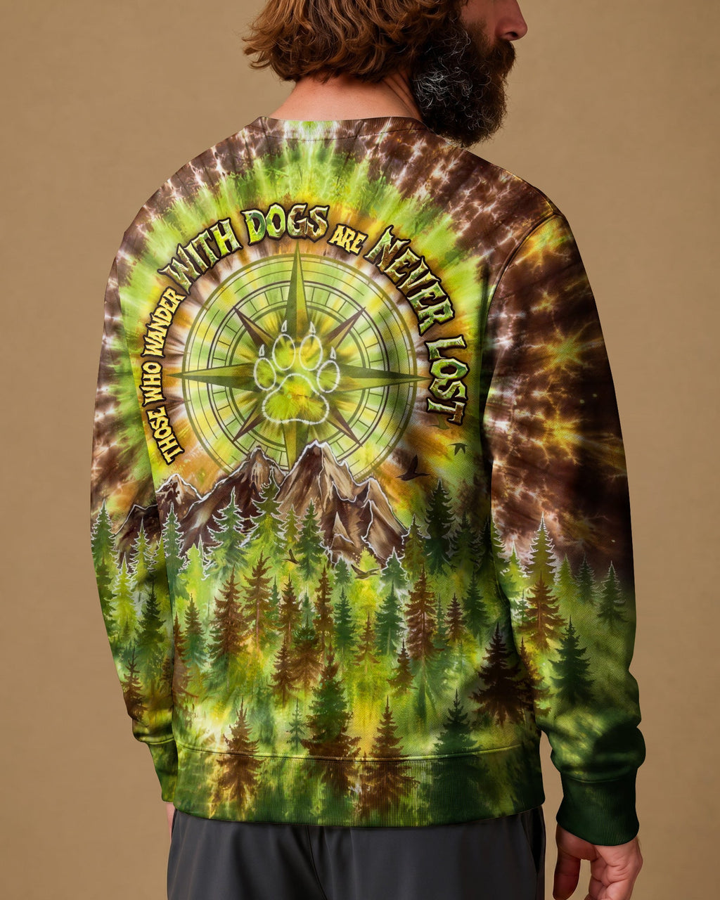 THOSE WHO WANDER WITH DOGS PAW PRINT COMPASS SWIRL ALL OVER PRINT  - TLHG0607261