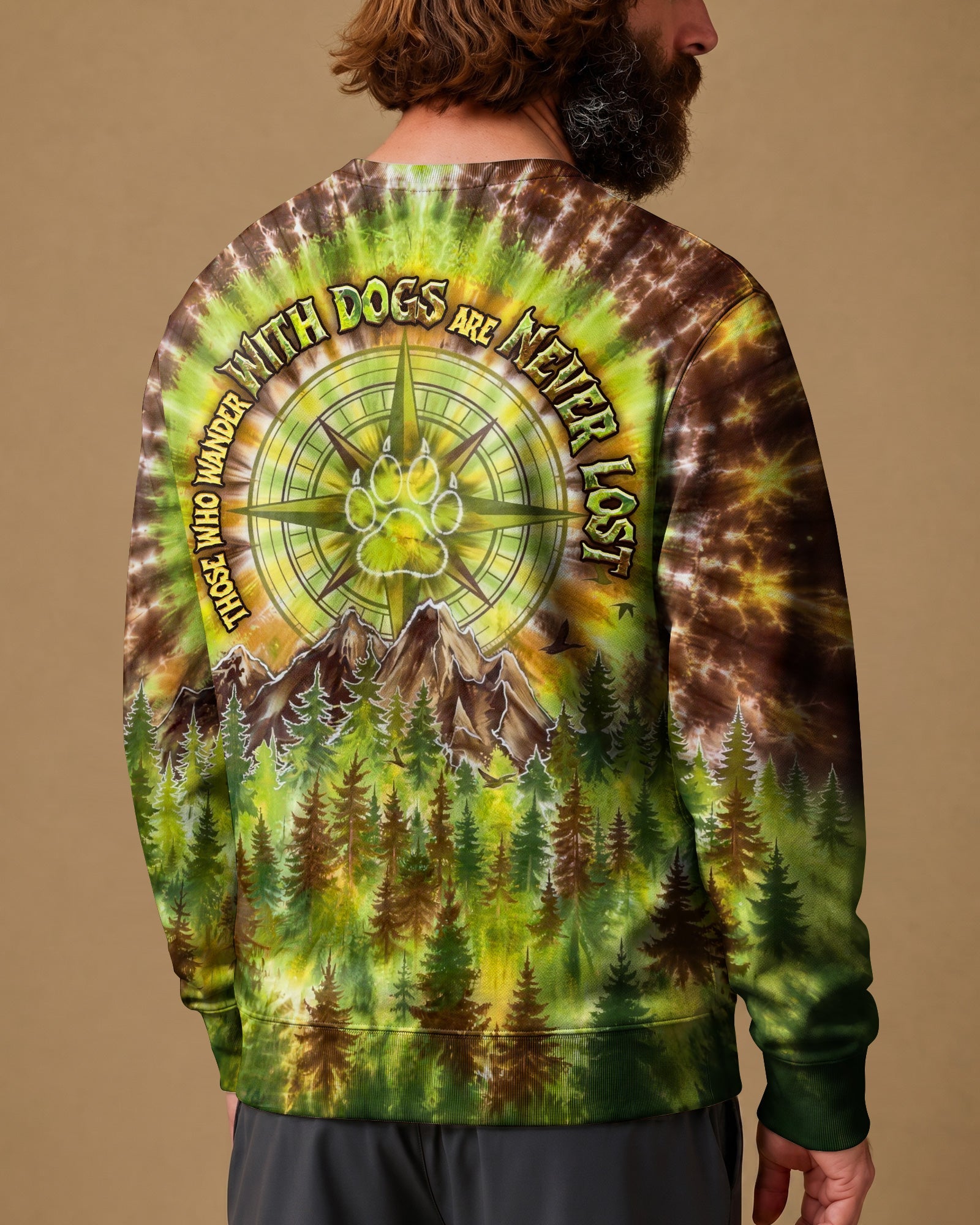 THOSE WHO WANDER WITH DOGS PAW PRINT COMPASS SWIRL ALL OVER PRINT  - TLHG0607261
