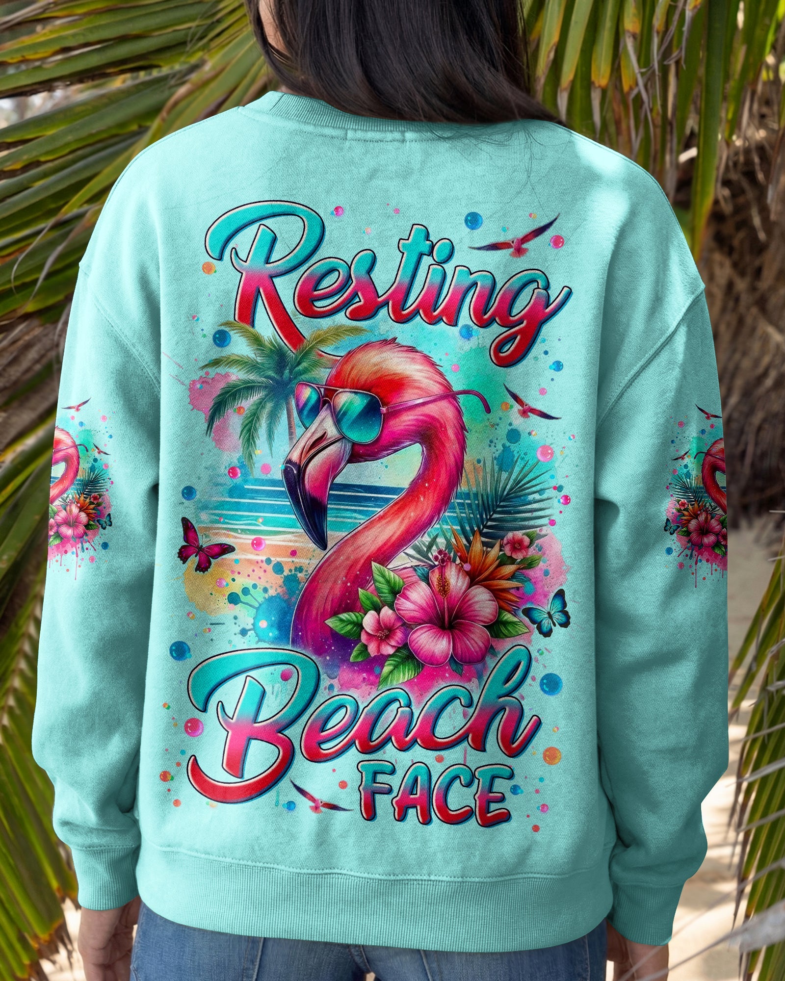 RESTING BEACH FACE FLAMINGO ALL OVER PRINT - TYLN0904262