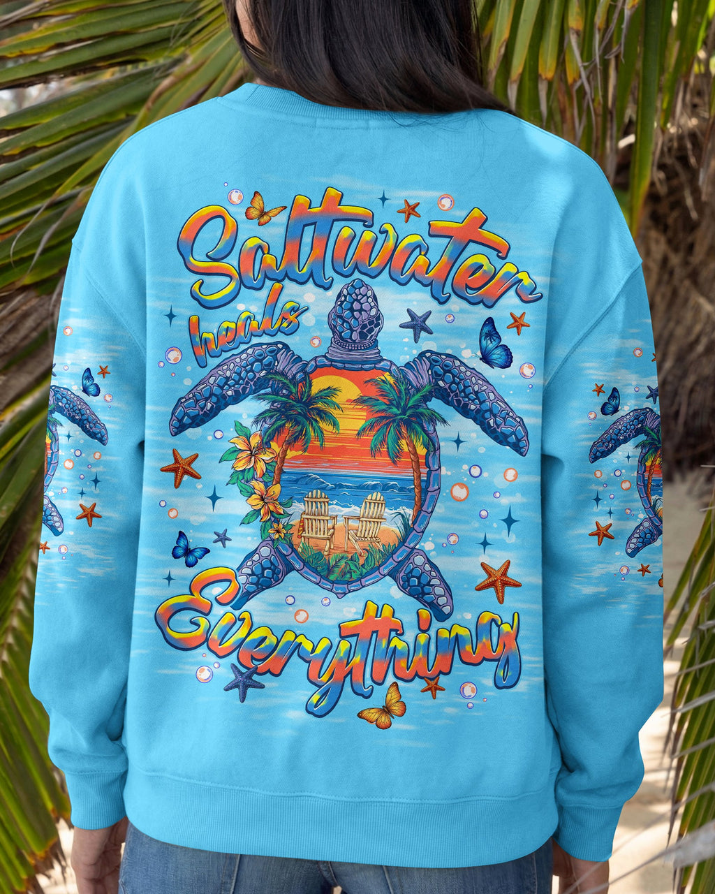 SALTWATER HEALS EVERYTHING TURTLE ALL OVER PRINT   - TLNT0406263