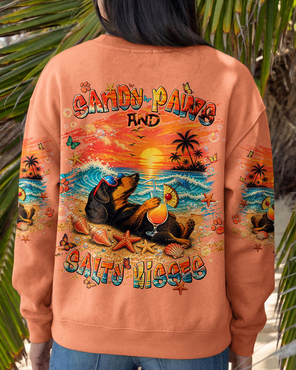SANDY PAWS AND SALTY KISSES DACHSHUND DOG  ALL OVER PRINT  - TLNT0605263