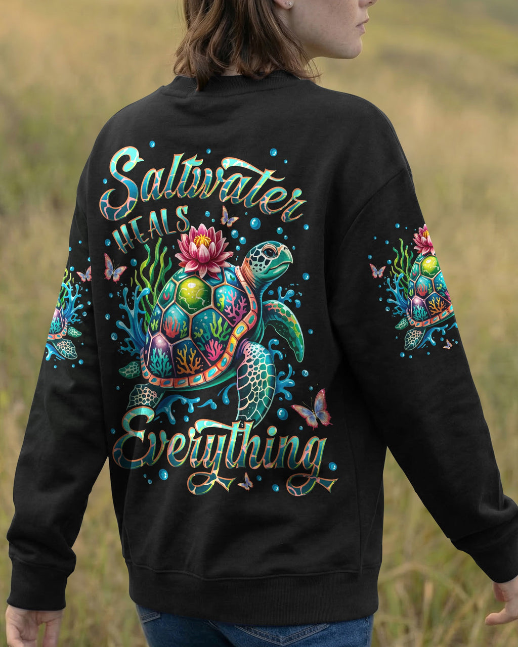 SALTWATER HEALS EVERYTHING TURTLE ALL OVER PRINT - TYLN1506262