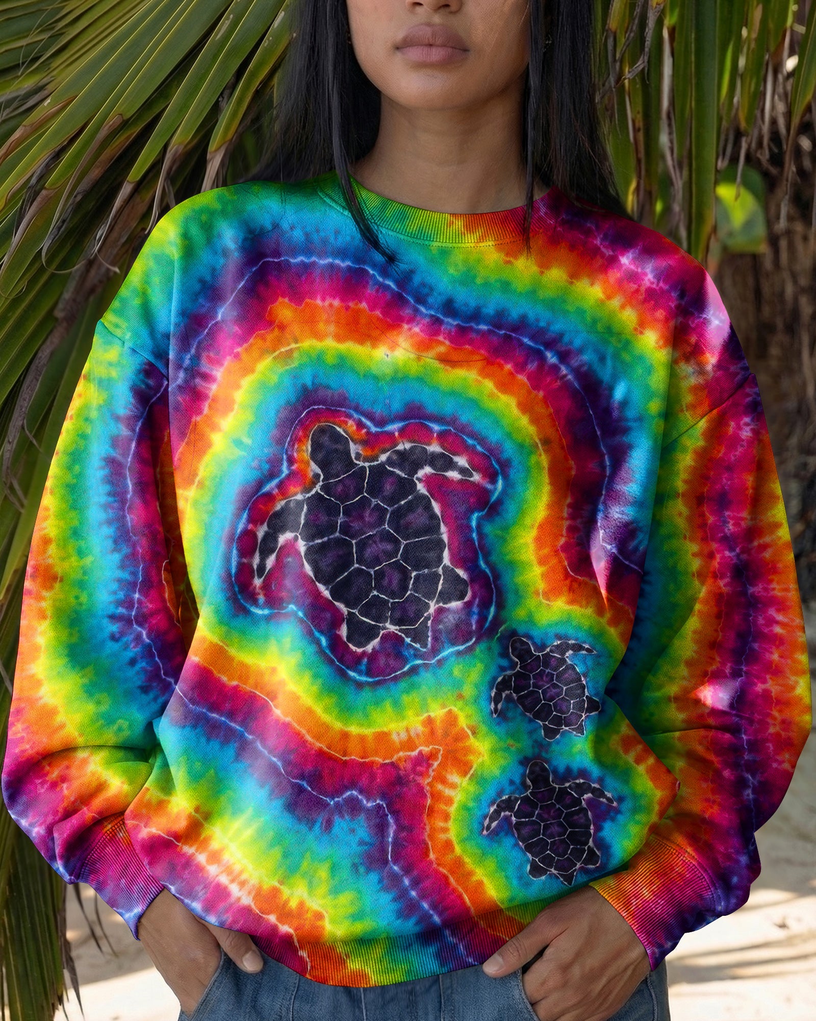 THREE SEA TURTLES COLORFUL SWIRL  ALL OVER PRINT  - TLTW1906263