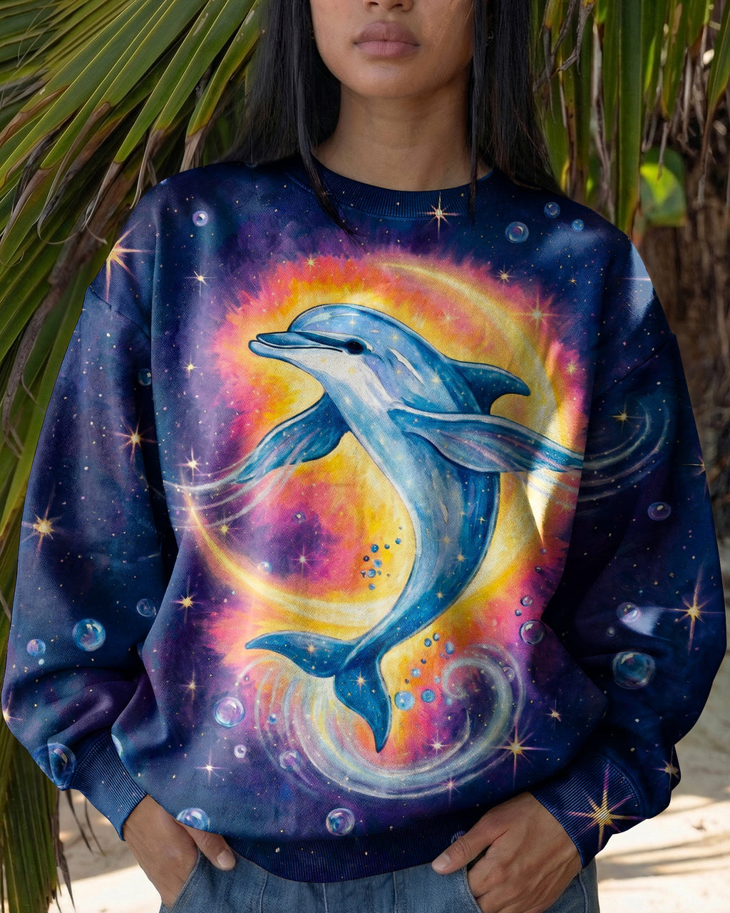COSMIC MOON DOLPHIN GALAXY ALL OVER PRINT - RI1105263