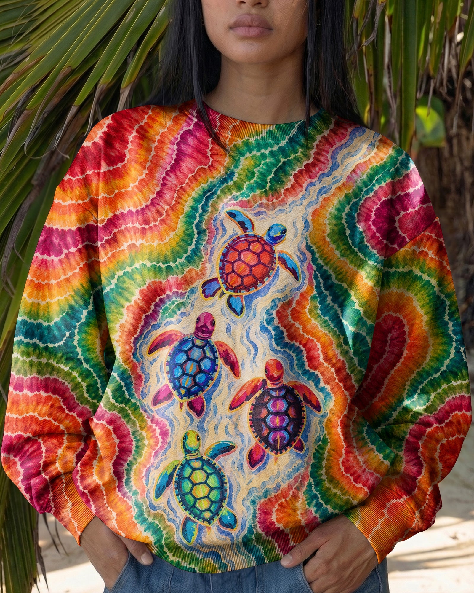 COLORFUL SEA TURTLE TIDE ALL OVER PRINT - KMTM1806261