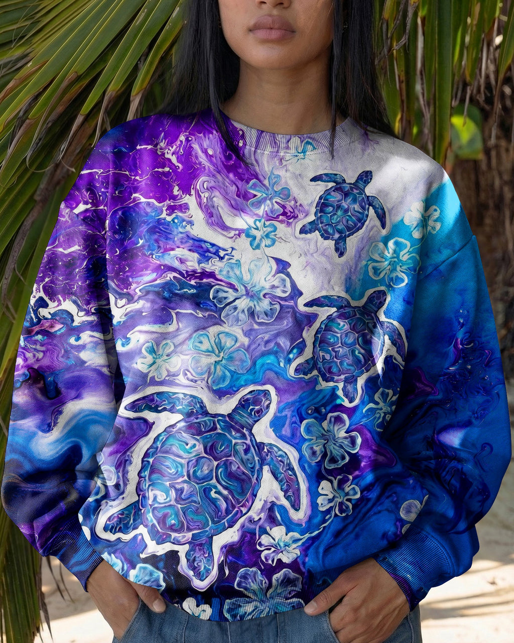 BLUE PURPLE OCEAN TURTLES ALL OVER PRINT - TYLN1806261