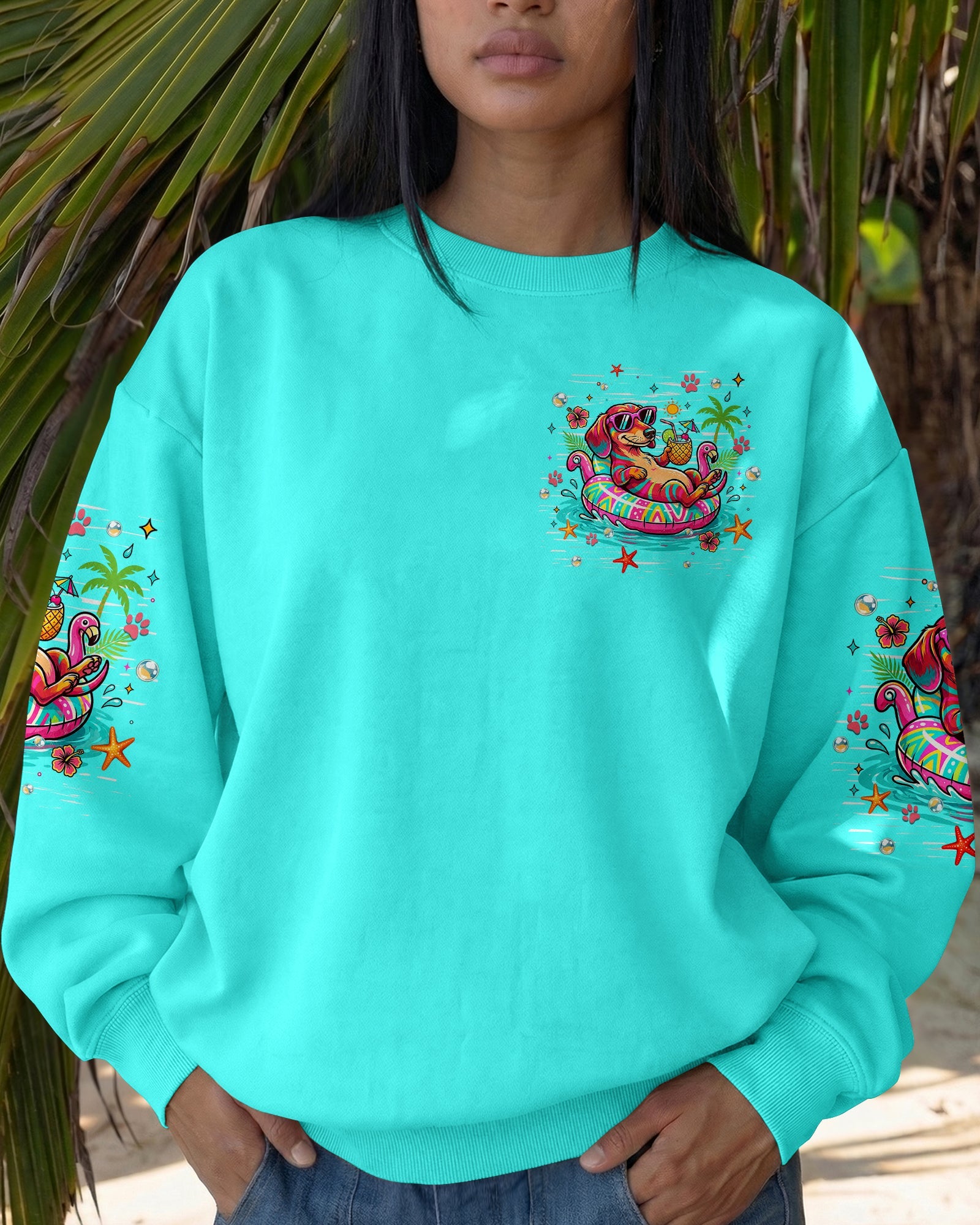 FLOAT DRINK TAN REPEAT DACHSHUND DOG ALL OVER PRINT  - TLHN1806263