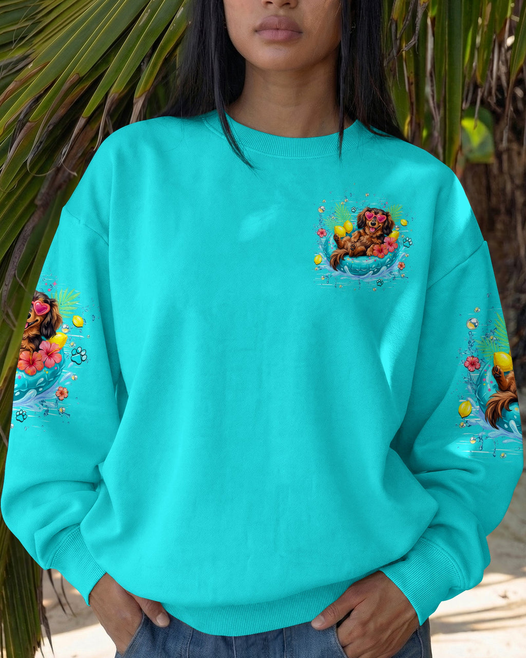 NOT A CARE IN THE WORLD DACHSHUND DOG  ALL OVER PRINT  - TLHN2105261