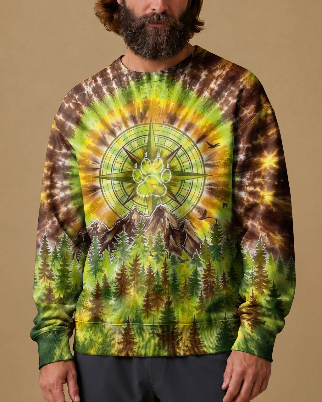 THOSE WHO WANDER WITH DOGS PAW PRINT COMPASS SWIRL ALL OVER PRINT  - TLHG0607261