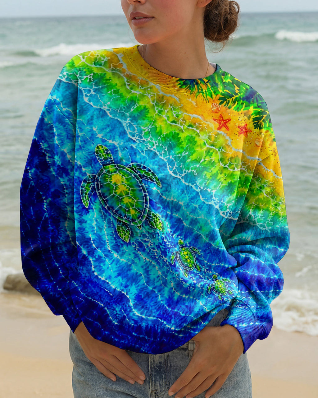 SEA TURTLES TROPICAL BEACH BURST ALL OVER PRINT  - TLTW2206262