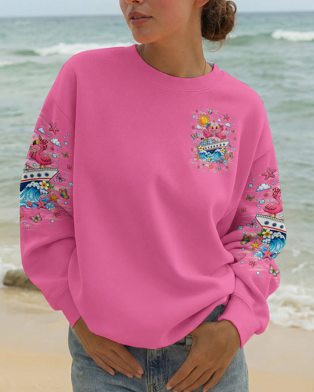 APPARENTLY WE'RE TROUBLE FLAMINGO CRUISING ALL OVER PRINT  - TLNT0307261