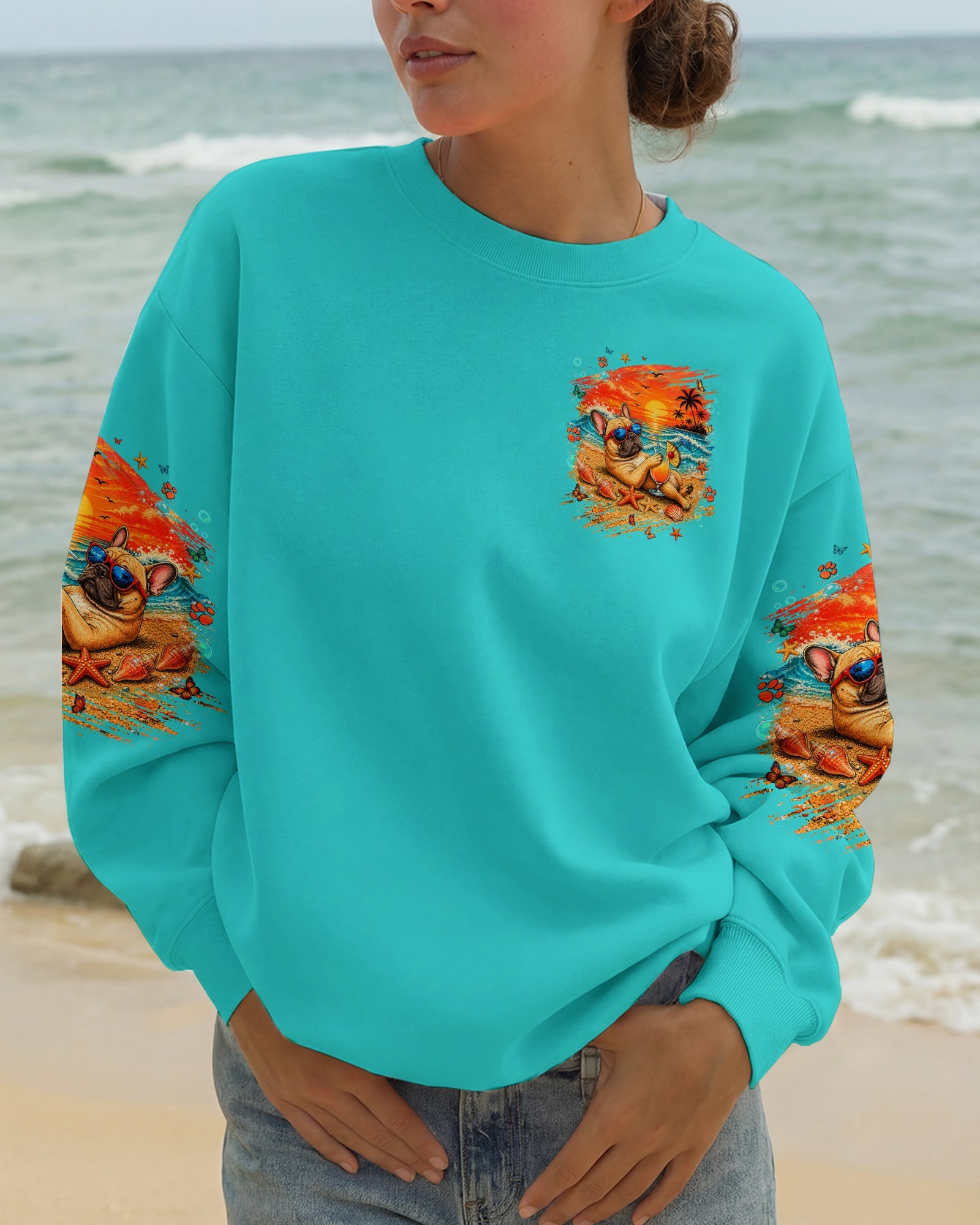 SANDY PAWS AND SALTY KISSES FRENCH BULLDOG ALL OVER PRINT - TLNT1505262
