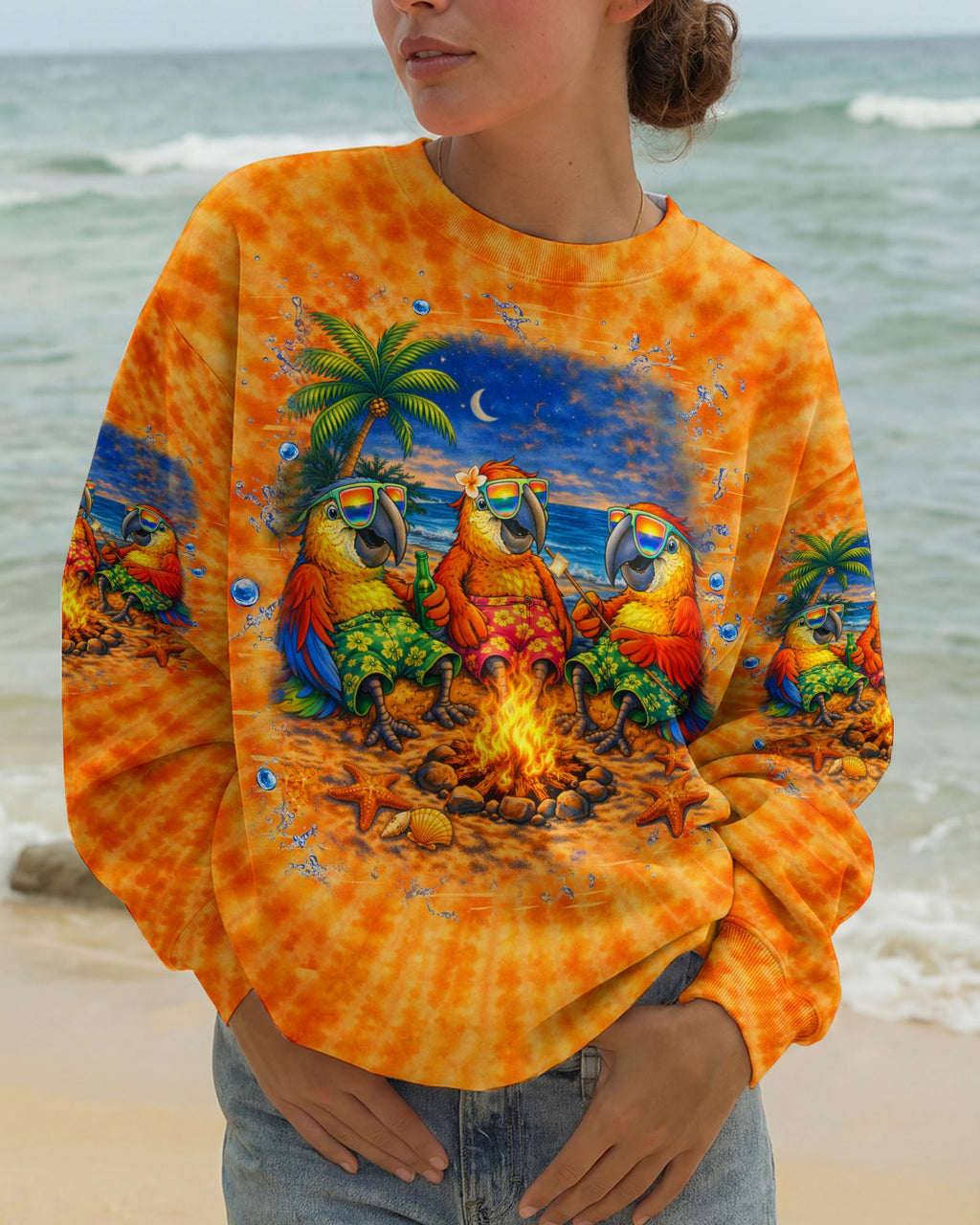 I'M ON ISLAND TIME PARROT SWIRL ALL OVER PRINT    - TLHN0705262
