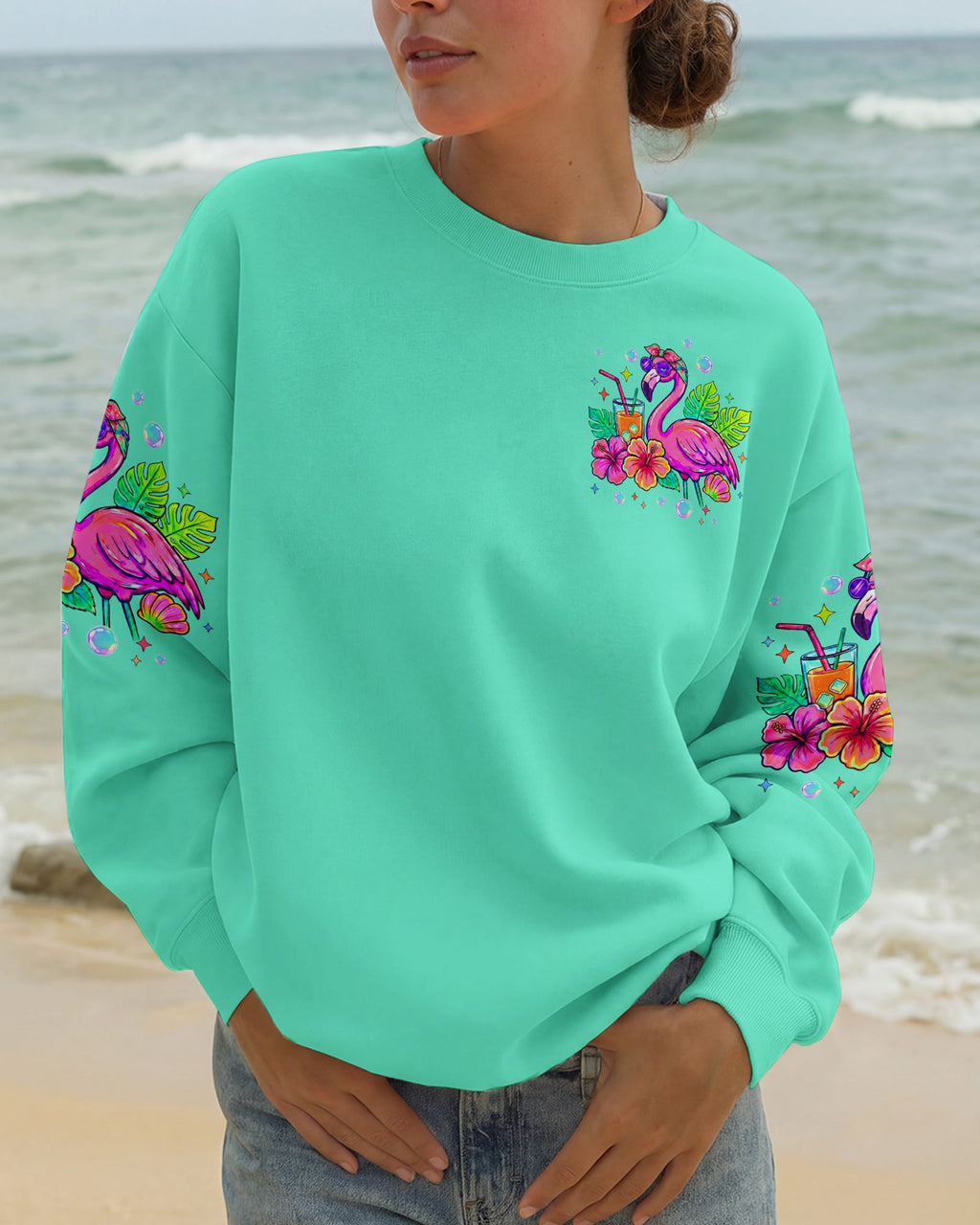 RESTING BEACH FACE FLAMINGO ALL OVER PRINT - TLTW1806264