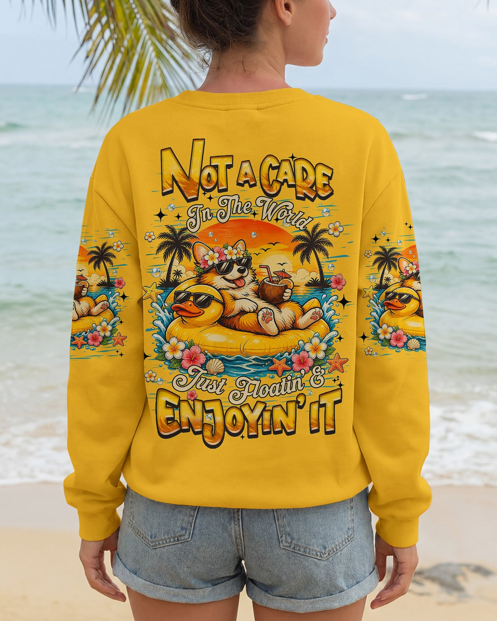 NOT A CARE IN THE WORLD CORGI DOG  ALL OVER PRINT  - TLHN0405263