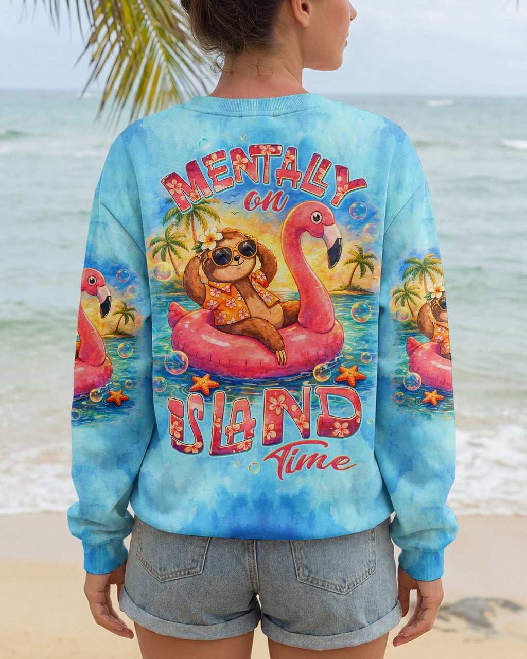 MENTALLY ON ISLAND TIME SLOTH ALL OVER PRINT - TLTW0704262