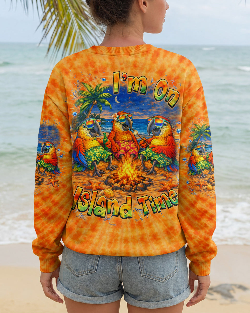 I'M ON ISLAND TIME PARROT SWIRL ALL OVER PRINT    - TLHN0705262