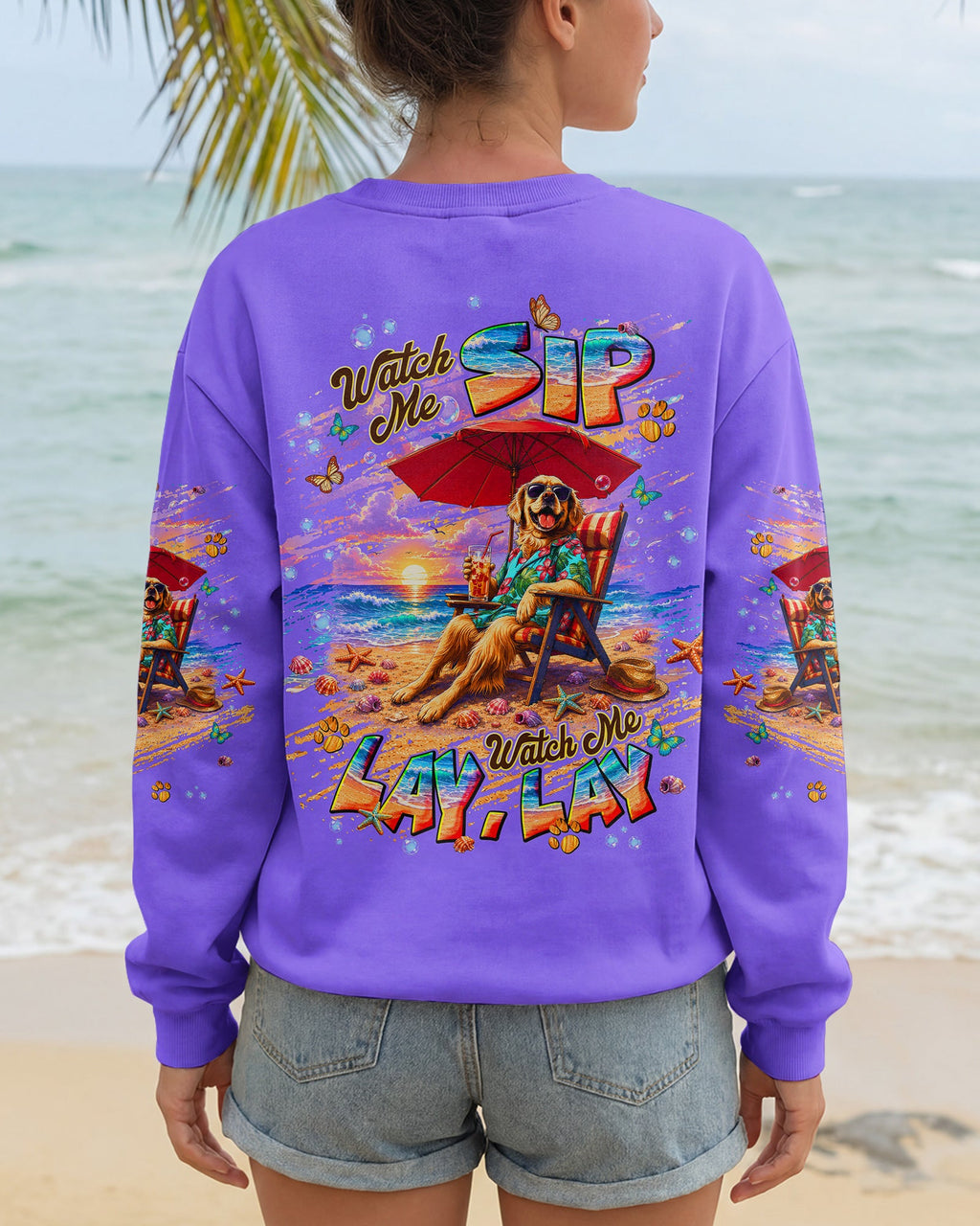 WATCH ME SIP GOLDEN RETRIEVER  DOG ALL OVER PRINT  - TLNT2605263