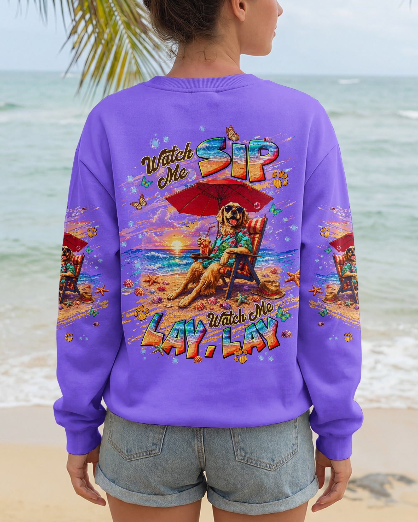 WATCH ME SIP GOLDEN RETRIEVER  DOG ALL OVER PRINT  - TLNT2605263