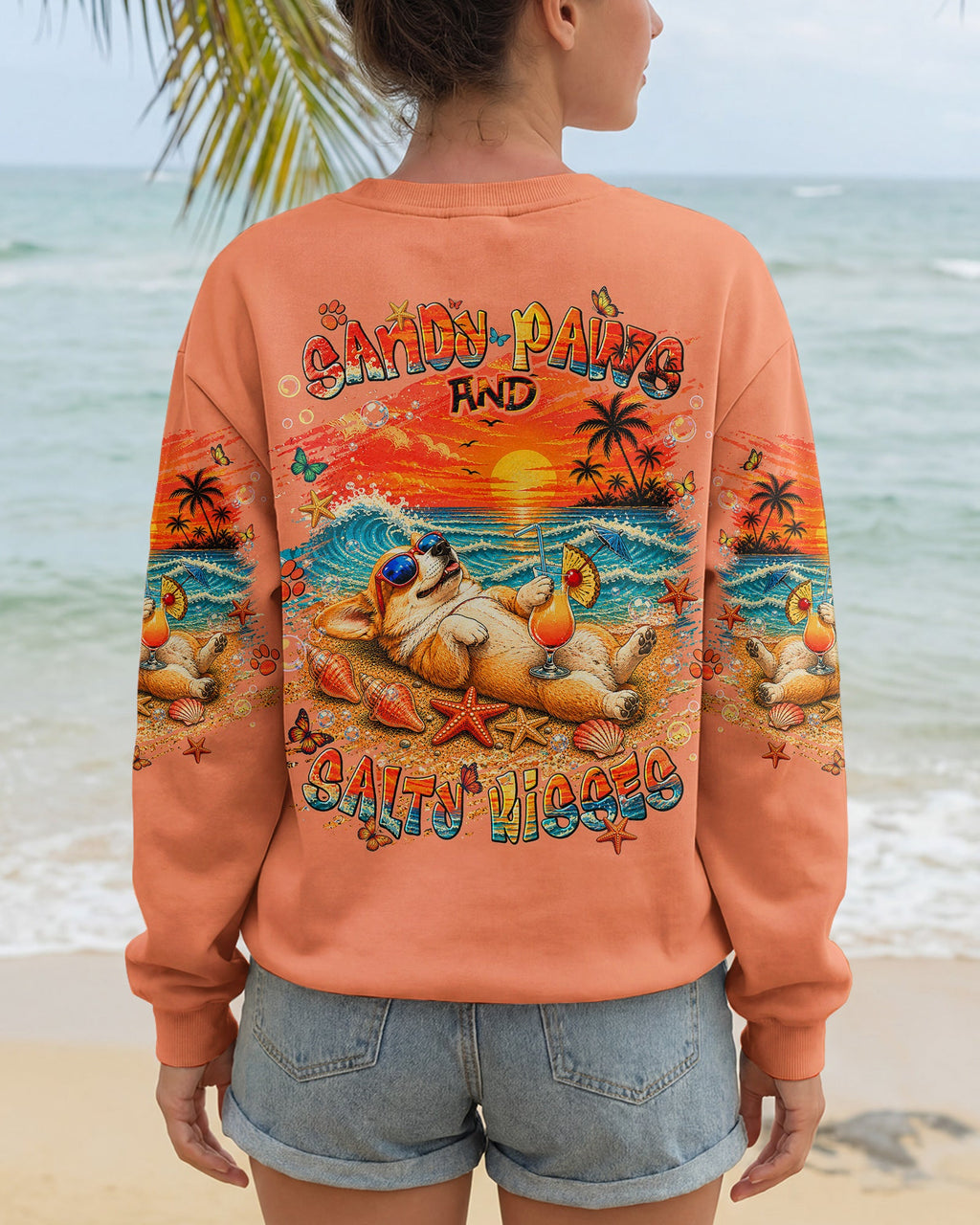 SANDY PAWS AND SALTY KISSES CORGI DOG ALL OVER PRINT  - TLNT1805263