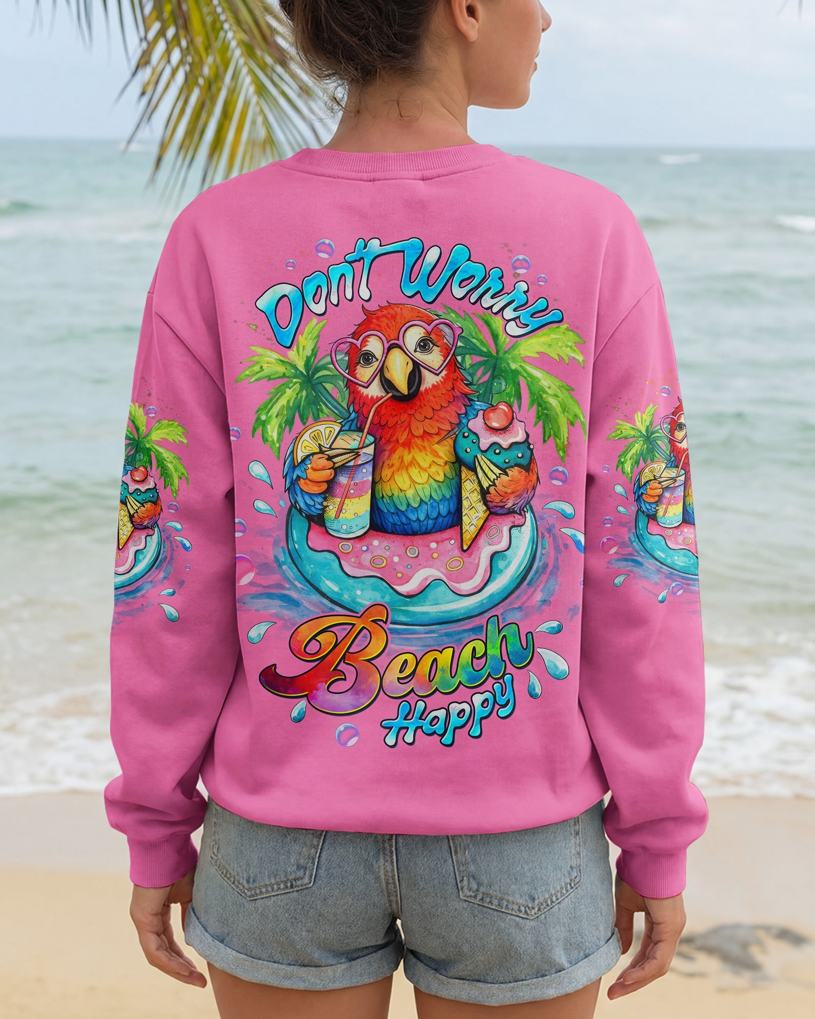 DON'T WORRY BEACH HAPPY PARROT ALL OVER PRINT - TLTW1504261