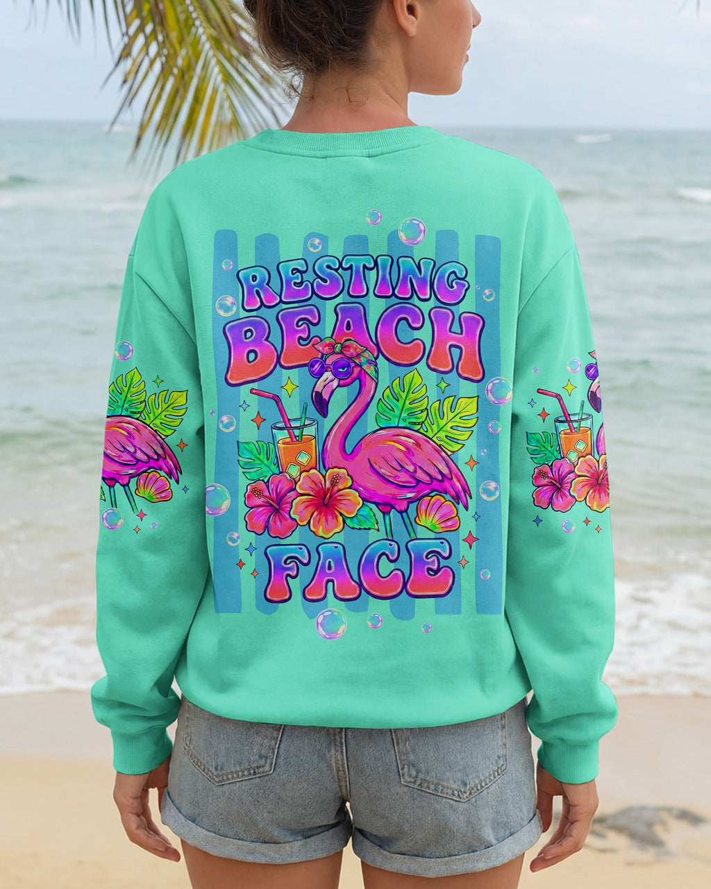 RESTING BEACH FACE FLAMINGO ALL OVER PRINT - TLTW1806264