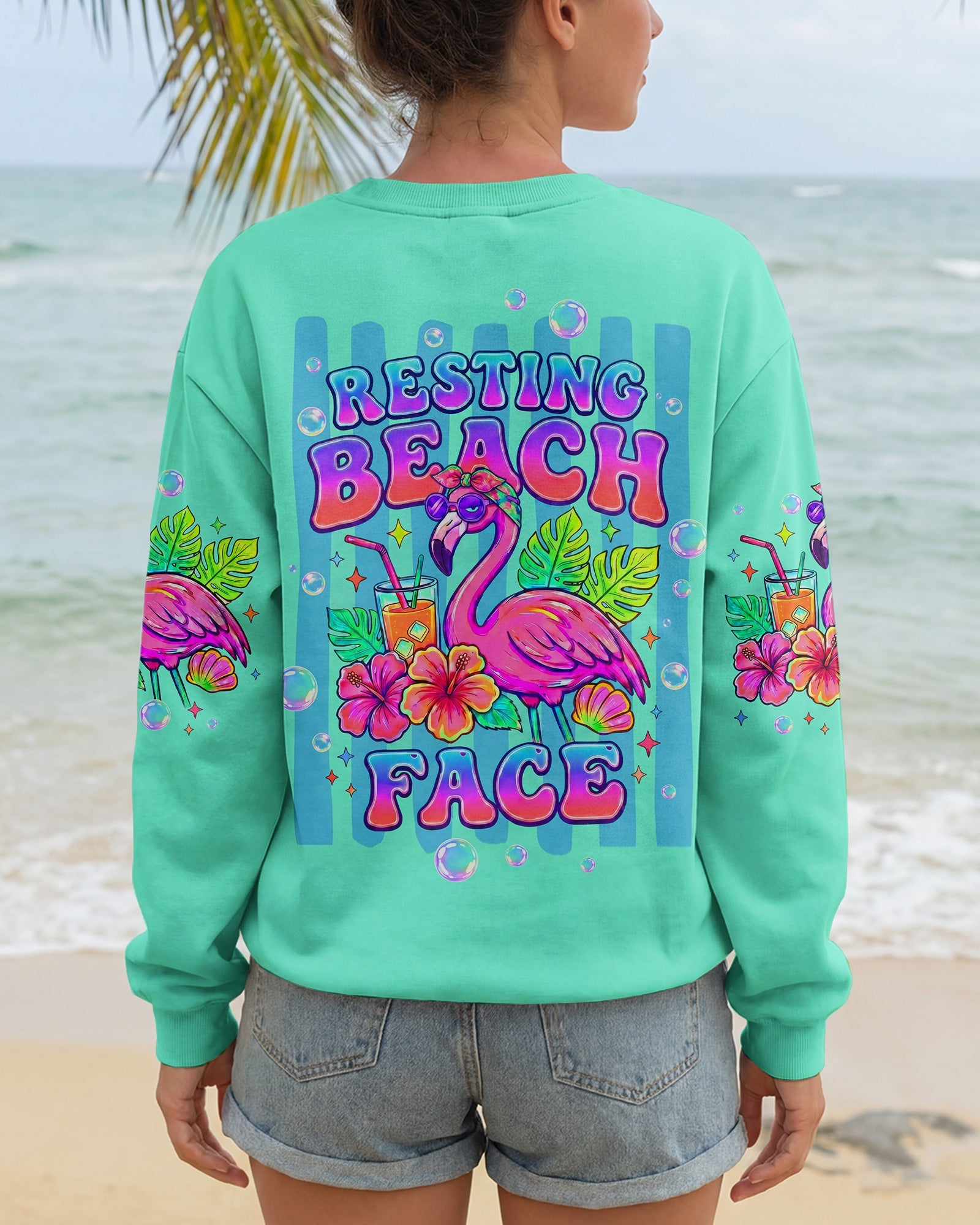 RESTING BEACH FACE FLAMINGO ALL OVER PRINT - TLTW1806264
