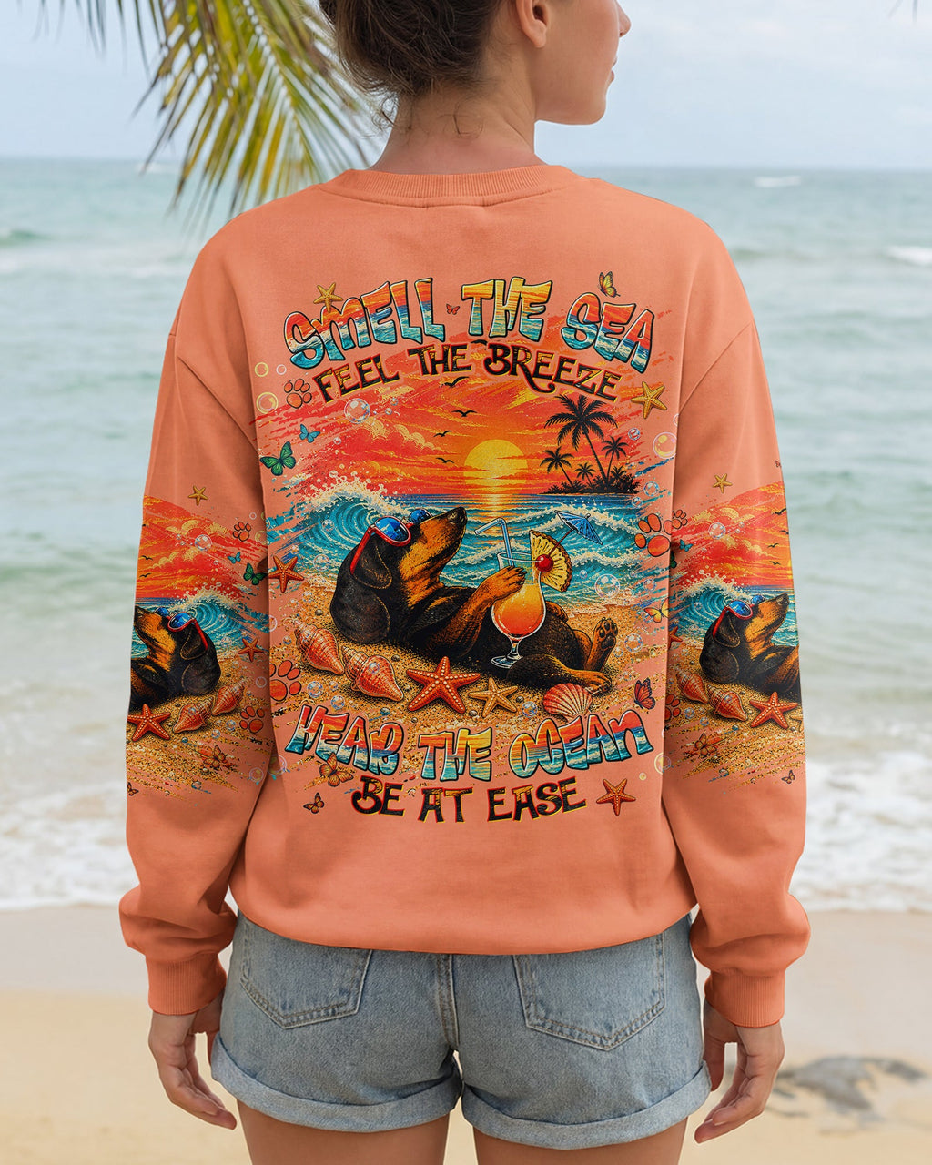 SMELL THE SEA FEEL THE BREEZE DACHSHUND DOG ALL OVER PRINT  - TLNT0506263