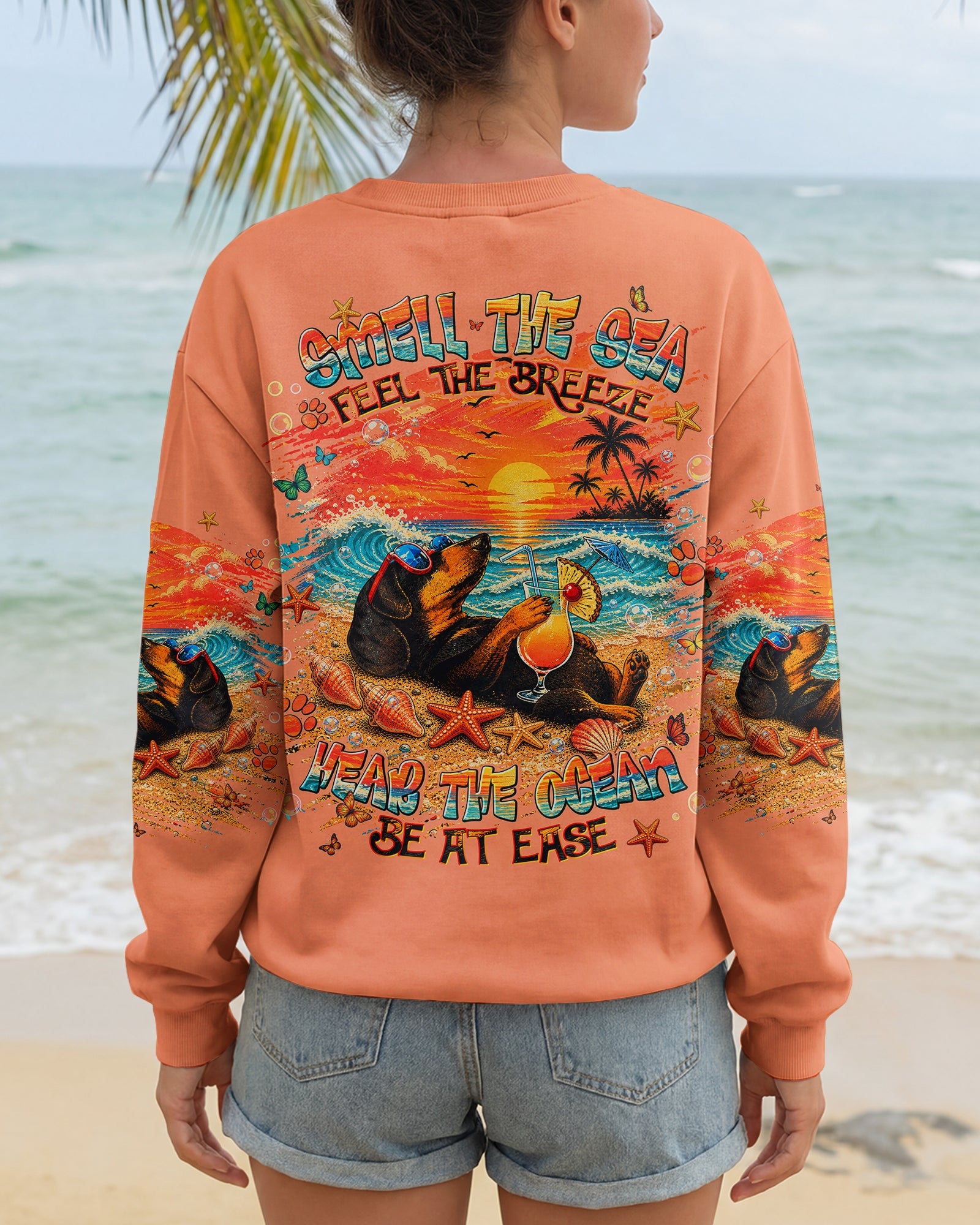 SMELL THE SEA FEEL THE BREEZE DACHSHUND DOG ALL OVER PRINT  - TLNT0506263