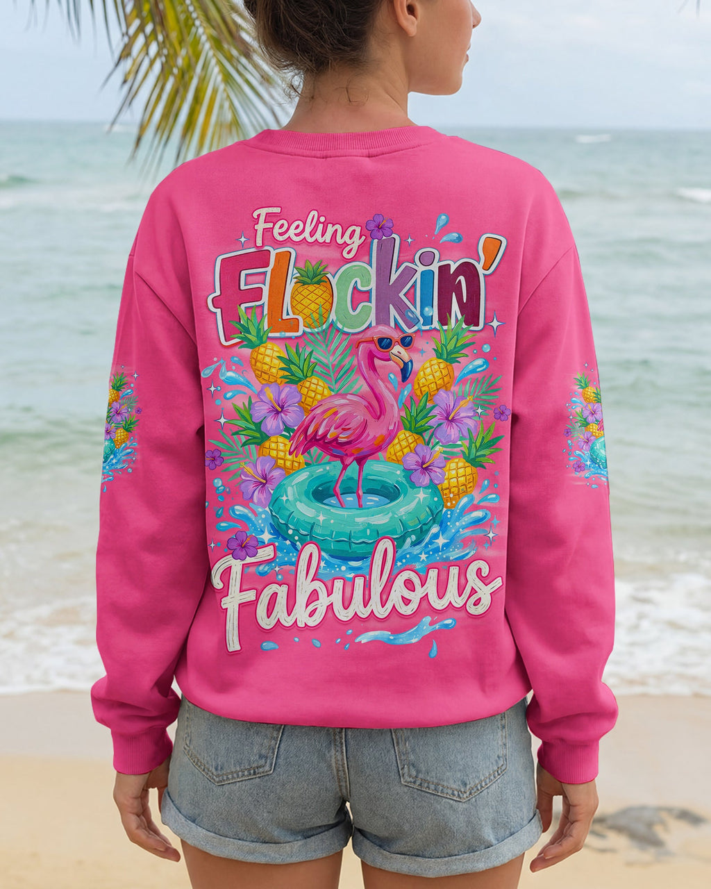 FEELING FLOCKIN' FABULOUS FLAMINGO ALL OVER PRINT - TYQY1004263