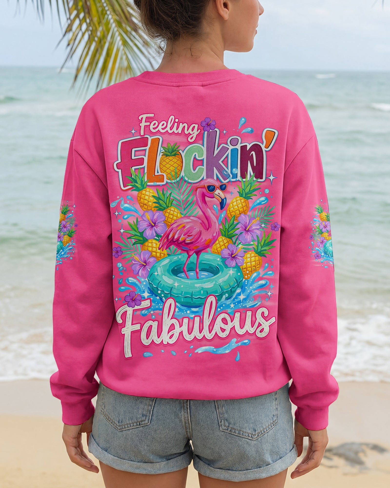 FEELING FLOCKIN' FABULOUS FLAMINGO ALL OVER PRINT - TYQY1004263