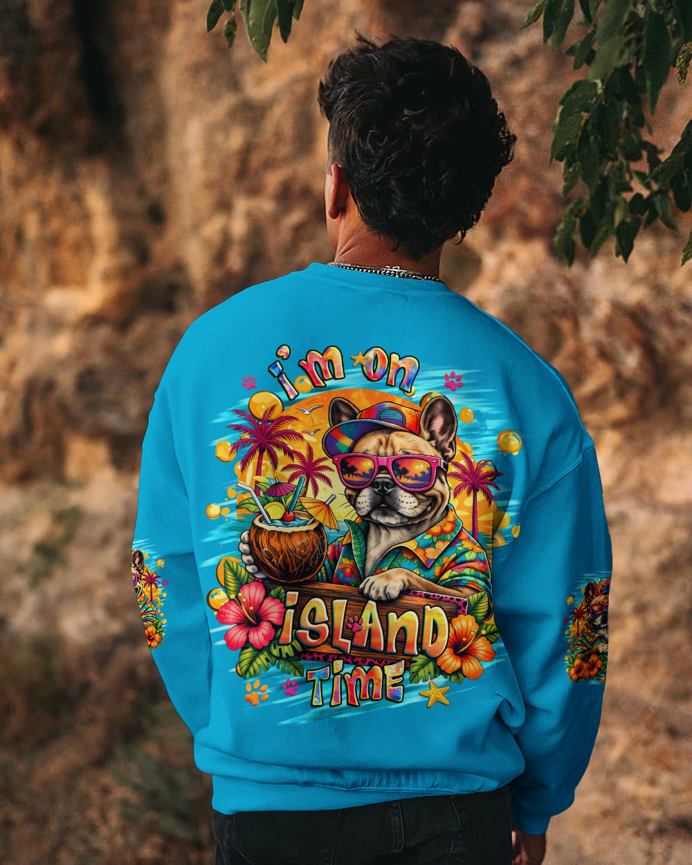 I'M ON ISLAND TIME FRENCH BULLDOG ALL OVER PRINT - TLHG2105262