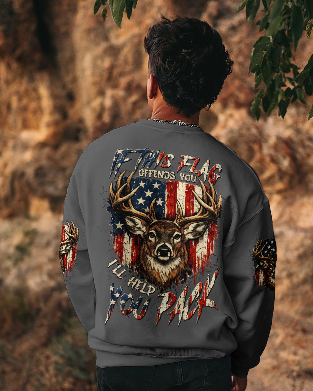 IF THIS FLAG OFFENDS YOU I'LL HELP YOU PACK DEER HUNTING  ALL OVER PRINT - TLTW0804262